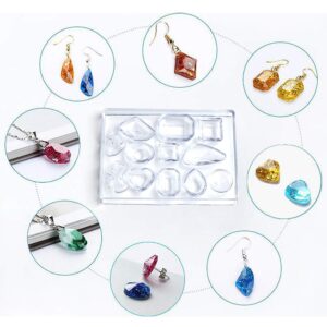 LET'S RESIN 198PCS Resin Jewelry Molds, with 8 Pairs Earring Resin Molds, Resin Earring Molds Silicone for Jewelry, Earring Hooks, Jump Rings, Head/Eye Pins for Resin Jewelry, Pendant