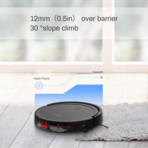 HiKiNS Robotic Vacuum Cleaner 1800Pa Powerful 4400MAH 120mins Long Lasting, Intelligent Algorithm Control Anti-Collision and Drop Sensor Protection Automatic Charging Robot Vacuum for All Floors