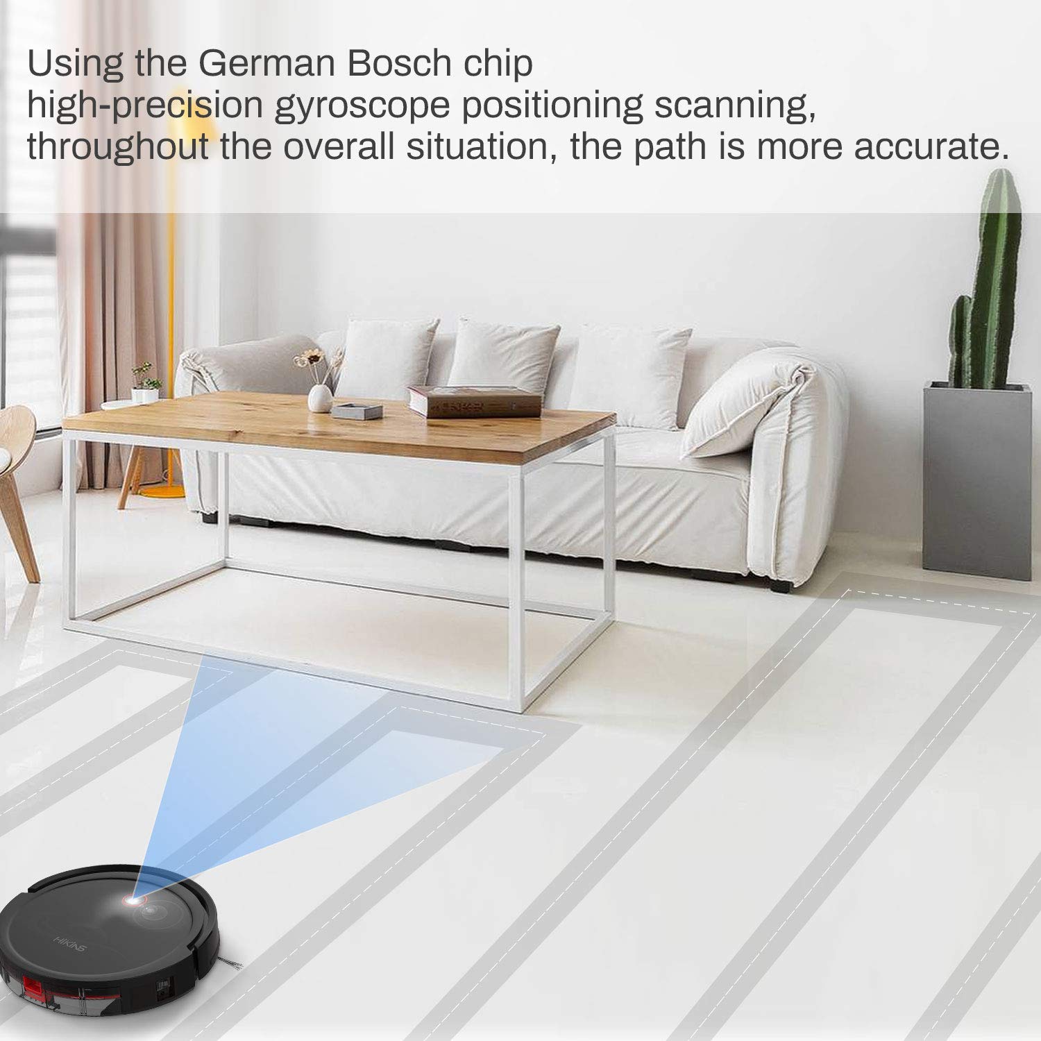 HiKiNS Robotic Vacuum Cleaner 1800Pa Powerful 4400MAH 120mins Long Lasting, Intelligent Algorithm Control Anti-Collision and Drop Sensor Protection Automatic Charging Robot Vacuum for All Floors