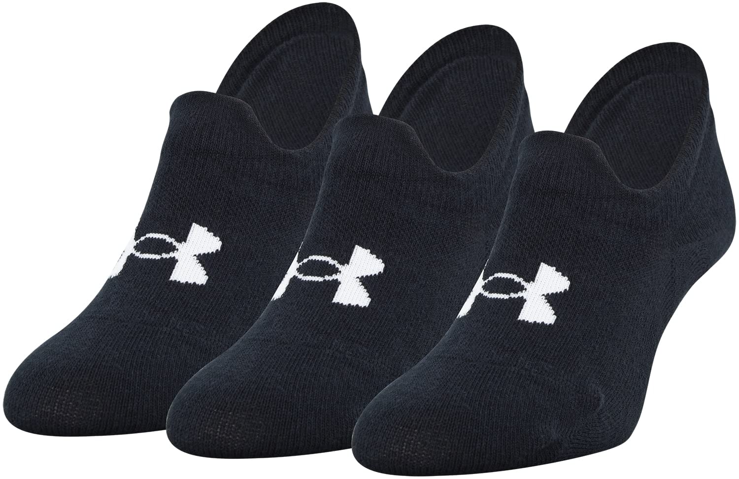 Under Armour Adult Essential Ultra Low Tab Socks, Multipairs , Black (3-Pairs) , Large