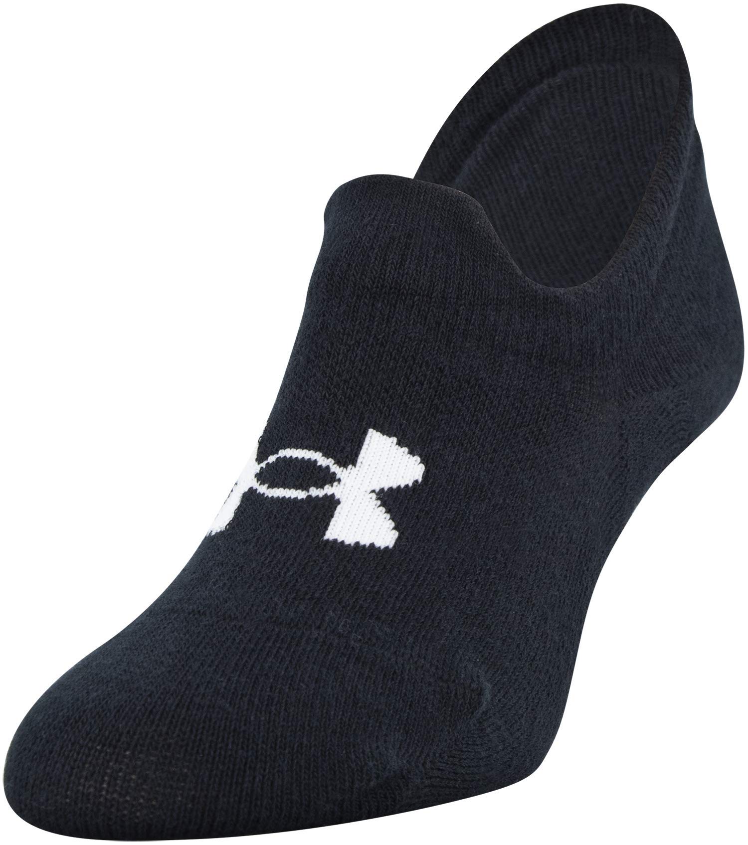 Under Armour Adult Essential Ultra Low Tab Socks, Multipairs , Black (3-Pairs) , Large