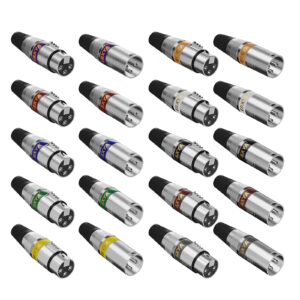 EBXYA XLR Connector, 3 Pins Male and Female Microphone Audio Cable Connector 10 Colored Pairs XLR Adapter Connectors DMX Microphone Connector