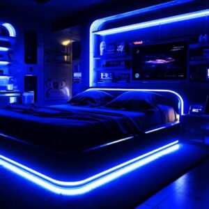 iNextStation Blue 16.4ft Neon LED Strip Lights, Flexible & Waterproof, Cuttable & Dimmable, IP65, 600 SMD LEDs, 12V Direct Current, Suitable for Indoor and Outdoor Use