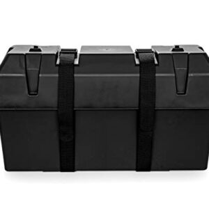 Camco Double Battery Box | Safely Stores RV, Automotive, and Marine Batteries | Features a Heavy-Duty Corrosion-Resilient Polymer Construction and Measures Inside 21-1/2" x 7-3/8" x 11-3/16" (55375)