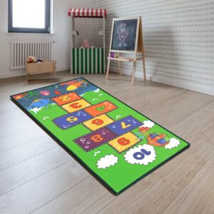 booooom jackson hopscotch kid rug 31''x70'' kids 、preschool rugs for3, 4, 5, 6, and 7 year olds,kids rugs for classrroom and bedroom