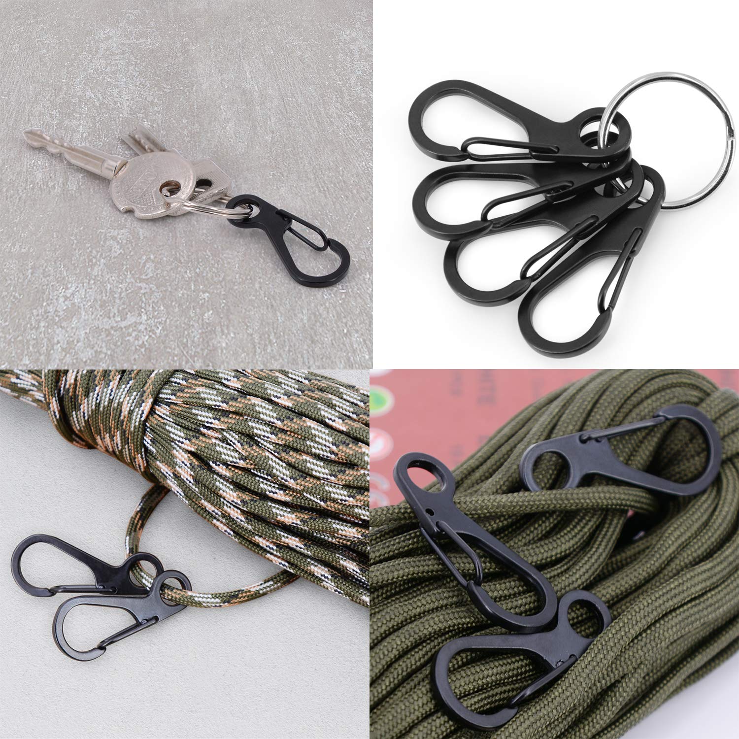 Large 20Pcs Spring Carabiners Clip Hanging Buckle Paracord Snap Hook Keychain