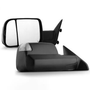 acanii - telescoping power heat smoke led signal towing mirrors passenger+driver for left+right 2009-2012 dodge ram 1500