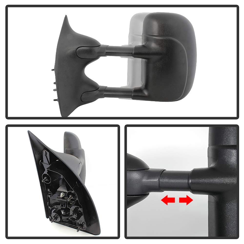 ACANII - Towing Telescoping MANUAL Non Heat Side Mirrors LEFT+RIGHT For 99-07 Ford F250~F550 Super Duty Superduty