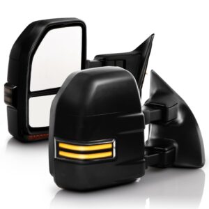 acanii - telescoping manual non heat towing mirrors w/led signal pair for 1999-2007 ford f250 f350 f450 f550 superduty
