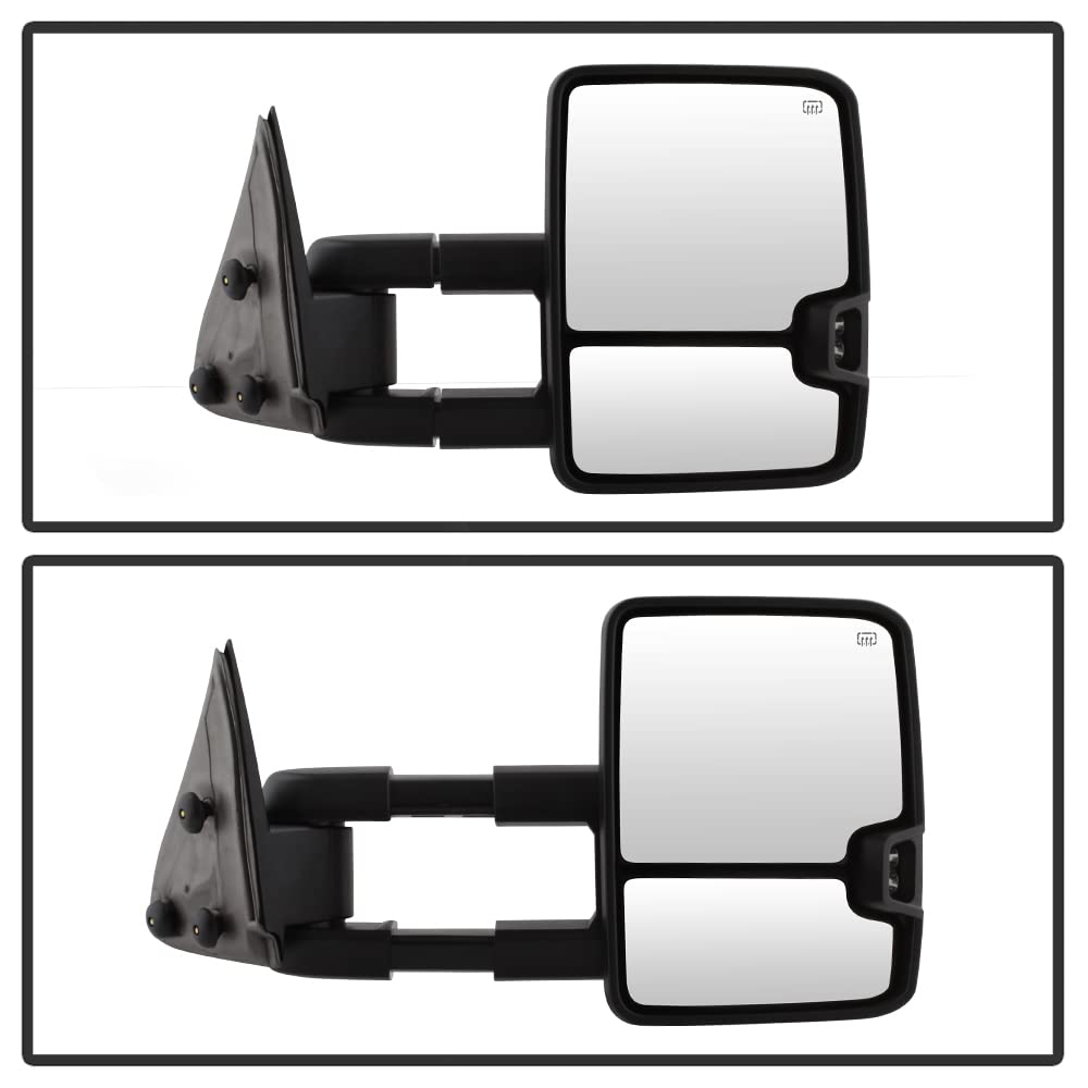 ACANII- Telescoping Power+Heat Smoke LED Signal Towing Side Mirrors Driver+Passenger For 2003-2006 Chevy Silverado 04 05