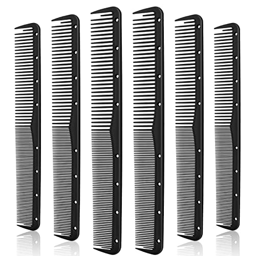 6 Pieces Carbon Fine Cutting Comb Carbon Fiber Salon Hairdressing Comb Hairdressing Comb Heat Resistant Barber Comb (6 Pieces, Black)