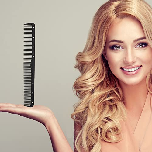 6 Pieces Carbon Fine Cutting Comb Carbon Fiber Salon Hairdressing Comb Hairdressing Comb Heat Resistant Barber Comb (6 Pieces, Black)