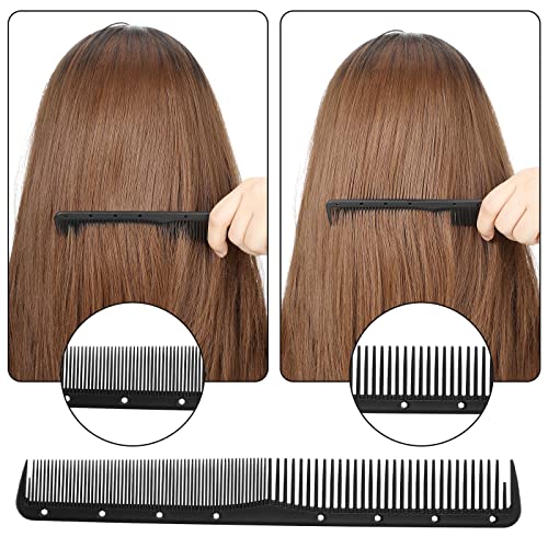 6 Pieces Carbon Fine Cutting Comb Carbon Fiber Salon Hairdressing Comb Hairdressing Comb Heat Resistant Barber Comb (6 Pieces, Black)