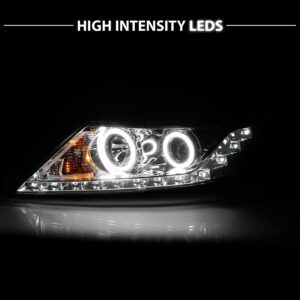 AmeriLite for 2011-2013 Kia SorentoChrome Projector Headlights Ultra Bright LED Halo Set - Passenger and Driver Side