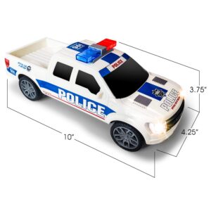 ArtCreativity Police Car Pickup Truck with LED Headlights and Sirens, Police Car Toys for Boys 3-5, Light-Up Push and Go Police Car Toy, Police Monster Trucks, Toy Trucks for Kids