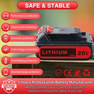 3000mAh 20V Replacement for Black and Decker Battery LBXR20 Max Lithium ion LB20 LBX20 LST220 LBXR2020-OPE LBXR20B-2 LB2X4020,2-Pack