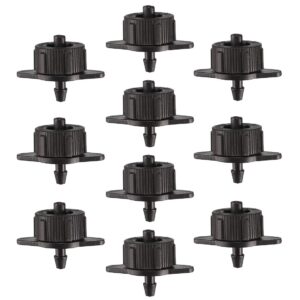 uxcell pressure compensating dripper 1 gph 4l/h emitter for garden lawn drip irrigation with barbed hose connector, plastic black 15pcs