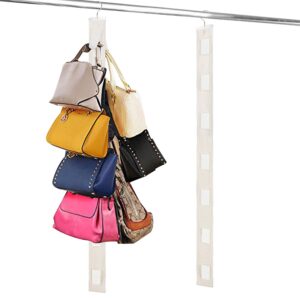 Relavel Hanging Purse Organizer Handbag Rack for Closet Storage Holder for Purses Handbags with Hook (1 Pack Beige)