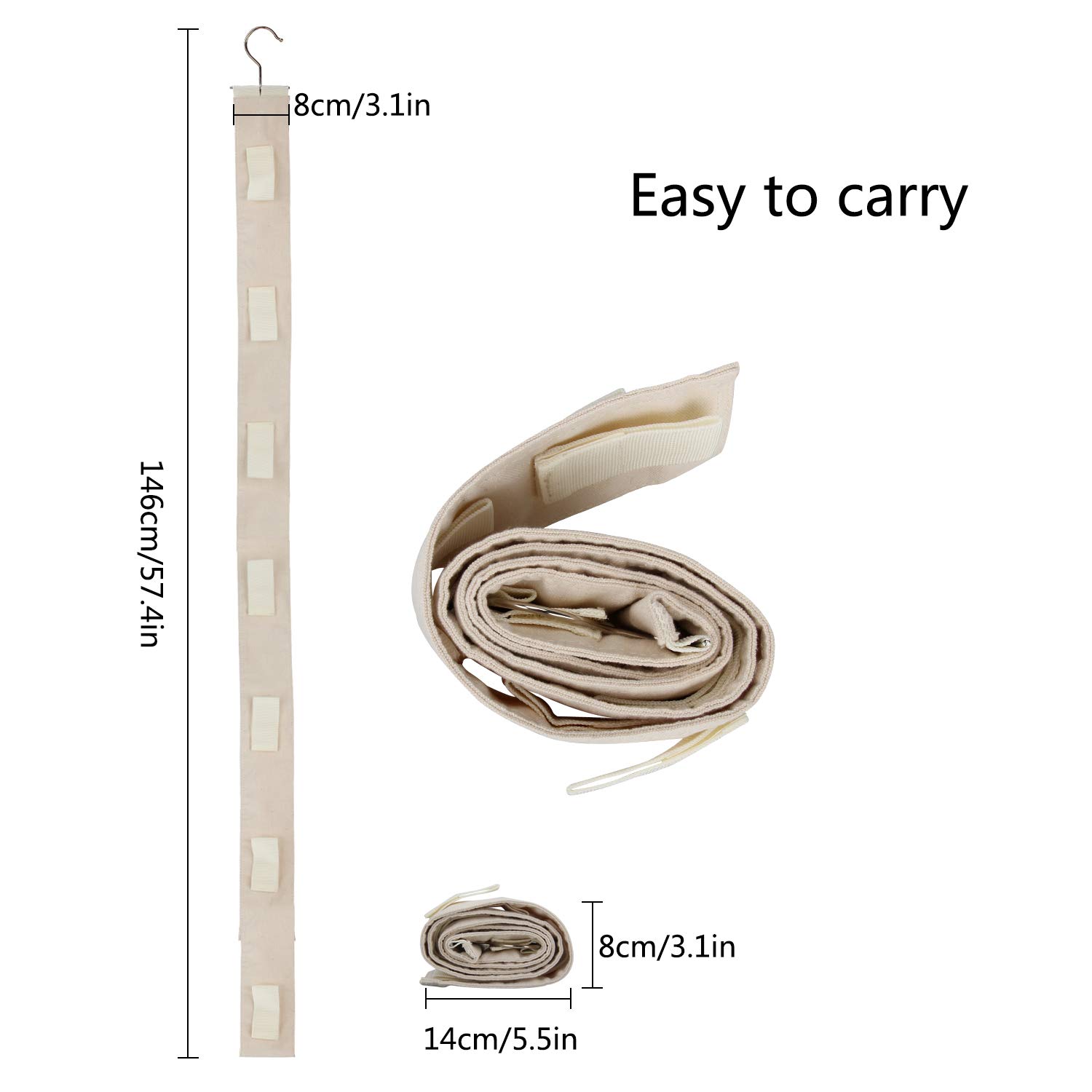 Relavel Hanging Purse Organizer Handbag Rack for Closet Storage Holder for Purses Handbags with Hook (1 Pack Beige)