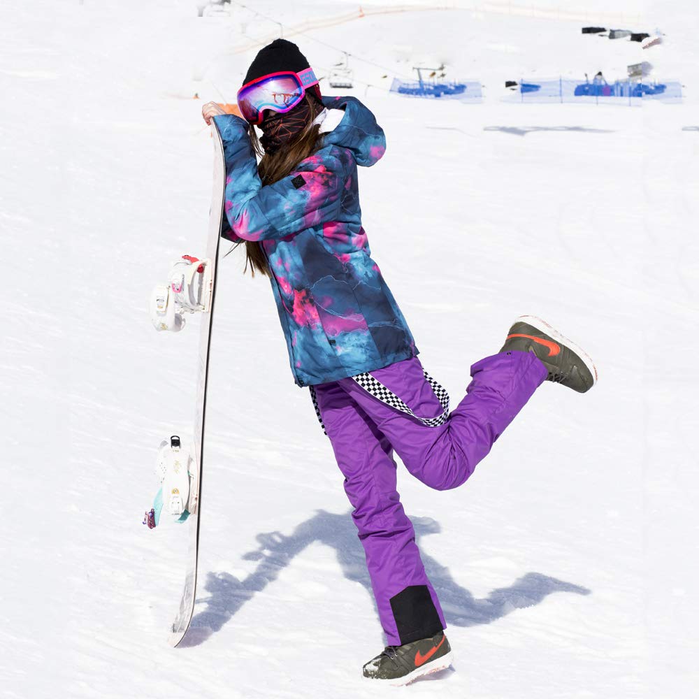 Women's Ski Snowboard Jackets Pants Set Windproof Waterproof Snow Jacket Ski Suits Rain Jacket (M, Style-8)