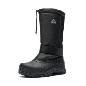 nortiv 8 men's snow boots waterproof winter insulated fur liner lightweight outdoor hiking tall booties black 14 quebec-m