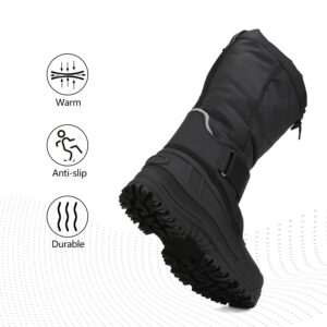 NORTIV 8 Men's Snow Boots Waterproof Winter Insulated Fur Liner Lightweight Outdoor Hiking Tall Booties Black 14 Quebec-M