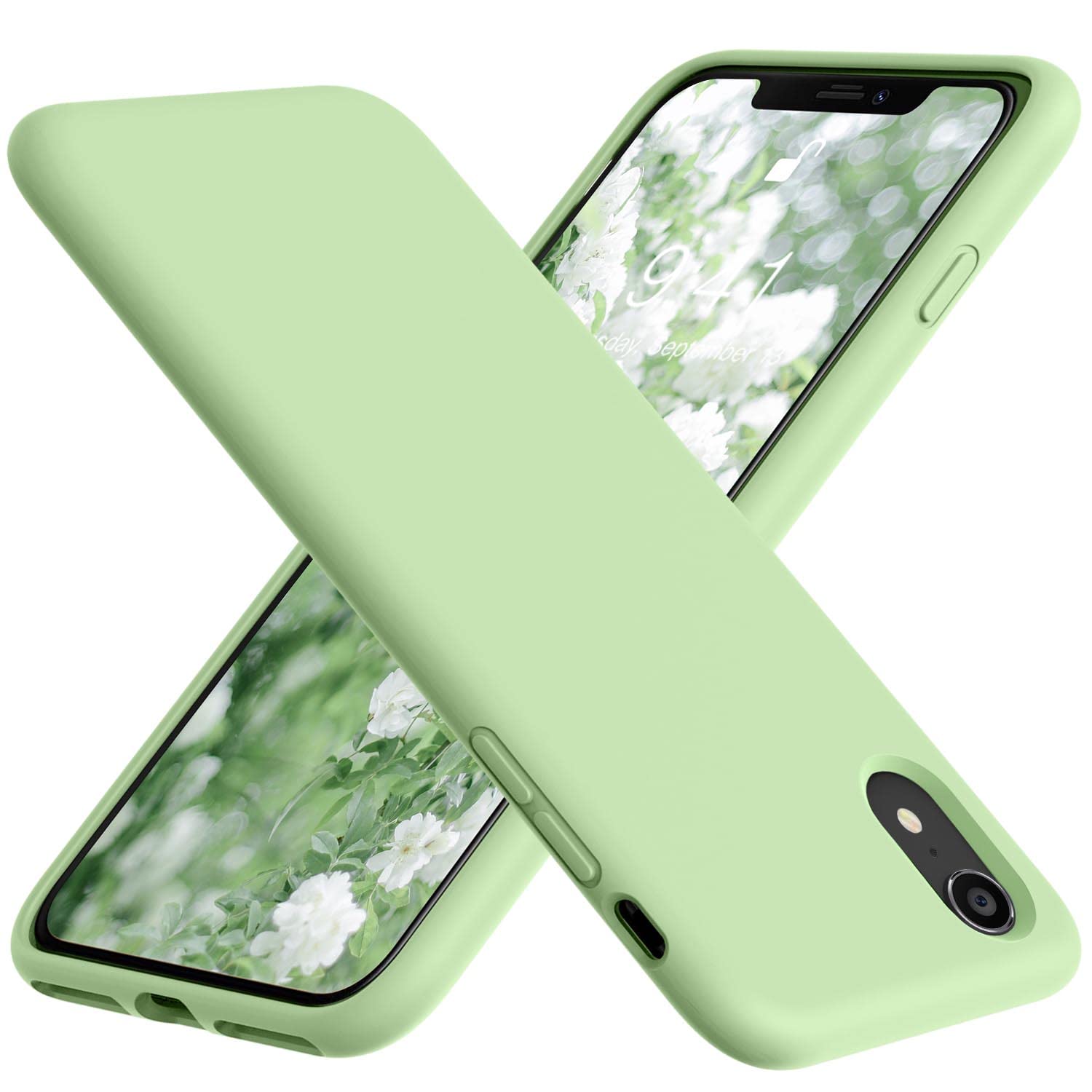 Vooii iPhone XR Case, Soft Liquid Silicone Protective Cover with Microfiber Lining, Matcha