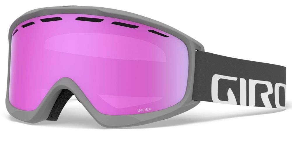 Giro Index OTG Adult Snow Goggles - Titanium Wordmark Strap with Vivid Pink Lens (2021)