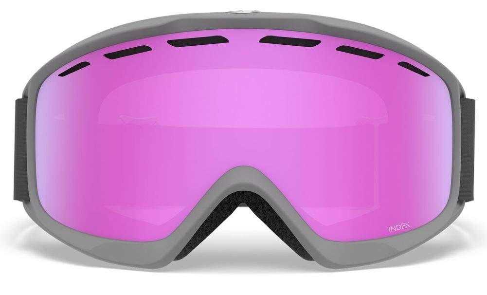 Giro Index OTG Adult Snow Goggles - Titanium Wordmark Strap with Vivid Pink Lens (2021)