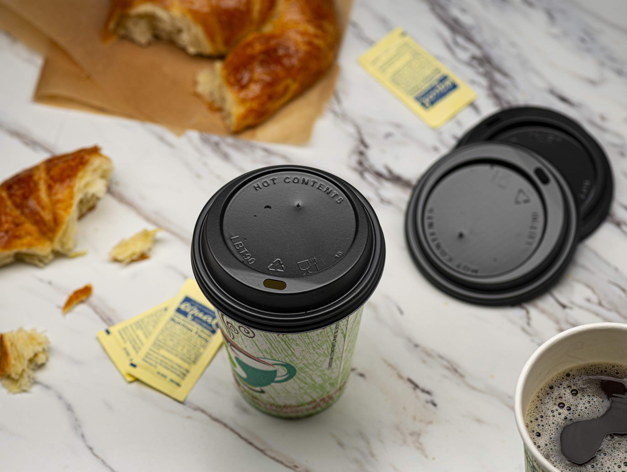 PaperMade Black Disposable Coffee Cup Lids (1000 Lids) - Resealable Dome Lids For Hot Or Cold Beverage Cups, 1 Case Fits Most 10 oz, 12oz, 16oz, 20oz Cups | Perfect For Travel, Coffee Shops & Take Out