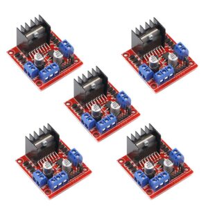 aceirmc 5pcs l298n motor driver controller board dc dual h-bridge robot stepper motor control and drives module for arduino smart car power uno mega r3 mega2560 (controller board)