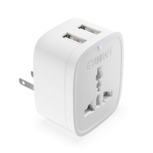 china to us plug adapter, unidapt european to us pin converter with 2 usb ports, 3 in1 wall charger power adapter, travel from eu australia china uk europe to usa canada mexico japan (type a)