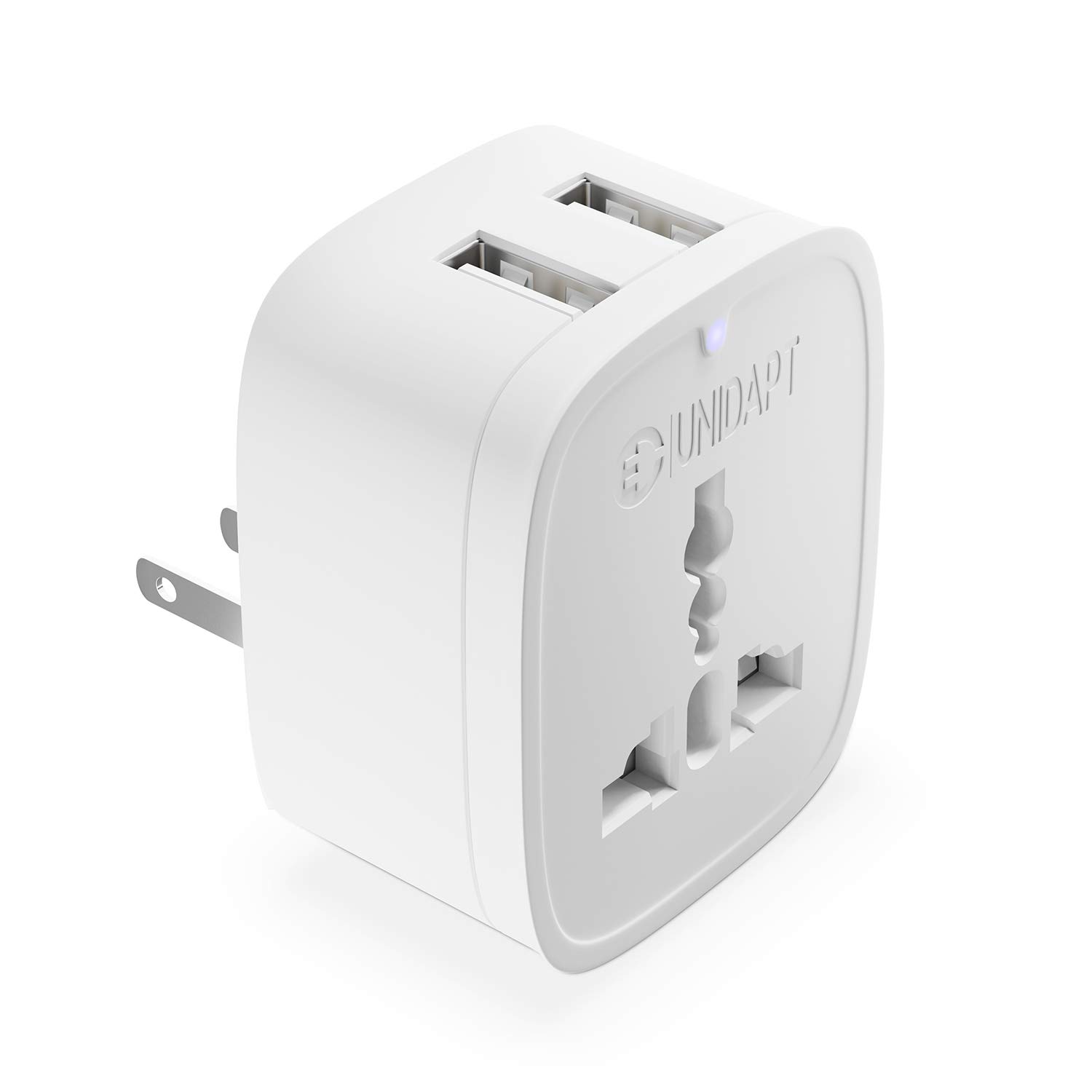 China to US Plug Adapter, Unidapt European to US Pin Converter with 2 USB Ports, 3 in1 Wall Charger Power Adapter, Travel from EU Australia China UK Europe to USA Canada Mexico Japan (Type A)