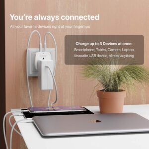 China to US Plug Adapter, Unidapt European to US Pin Converter with 2 USB Ports, 3 in1 Wall Charger Power Adapter, Travel from EU Australia China UK Europe to USA Canada Mexico Japan (Type A)