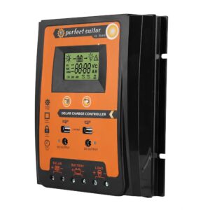 Solar Charge Controller, 12V/24V 50A MPPT Solar Charge Controller Solar Panel Battery Regulator Dual USB LCD Display (50A)