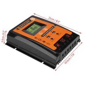 Solar Charge Controller, 12V/24V 50A MPPT Solar Charge Controller Solar Panel Battery Regulator Dual USB LCD Display (50A)