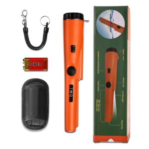 Pinpoint Handheld Metal Detector pinpointer - Metal detectors for Adults and Kids Include a 9V Battery and a Belt Holster Orange