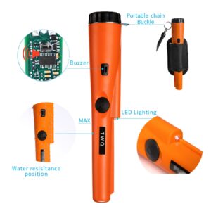 Pinpoint Handheld Metal Detector pinpointer - Metal detectors for Adults and Kids Include a 9V Battery and a Belt Holster Orange