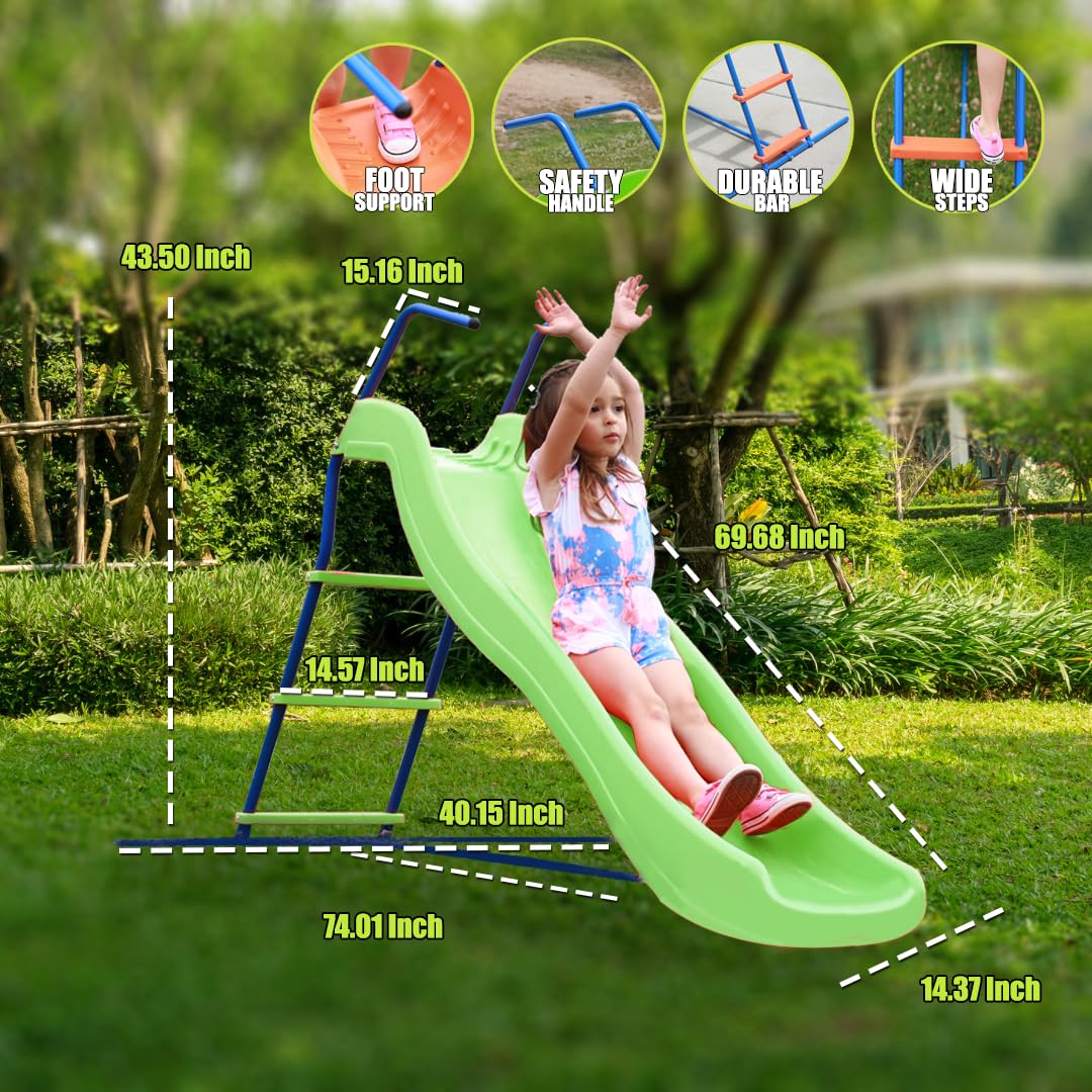 Outdoor Slide for Kids, Playground Slide, Swing Set Slide, Slide Playground, 6 Ft Slide for Swing Set, 6ft Deck Slide, Indoor/Outdoor Slide for Kids - Swingset Slide Replacement