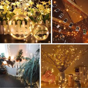 2 Pack LED Fairy Lights Battery Operated, 39ft 120 LED Mini Starry String Lights with Remote Timer, Silver Copper Wire Twinkle Lights for Bedroom Garden Christmas Wedding Party Decor (Warm White)