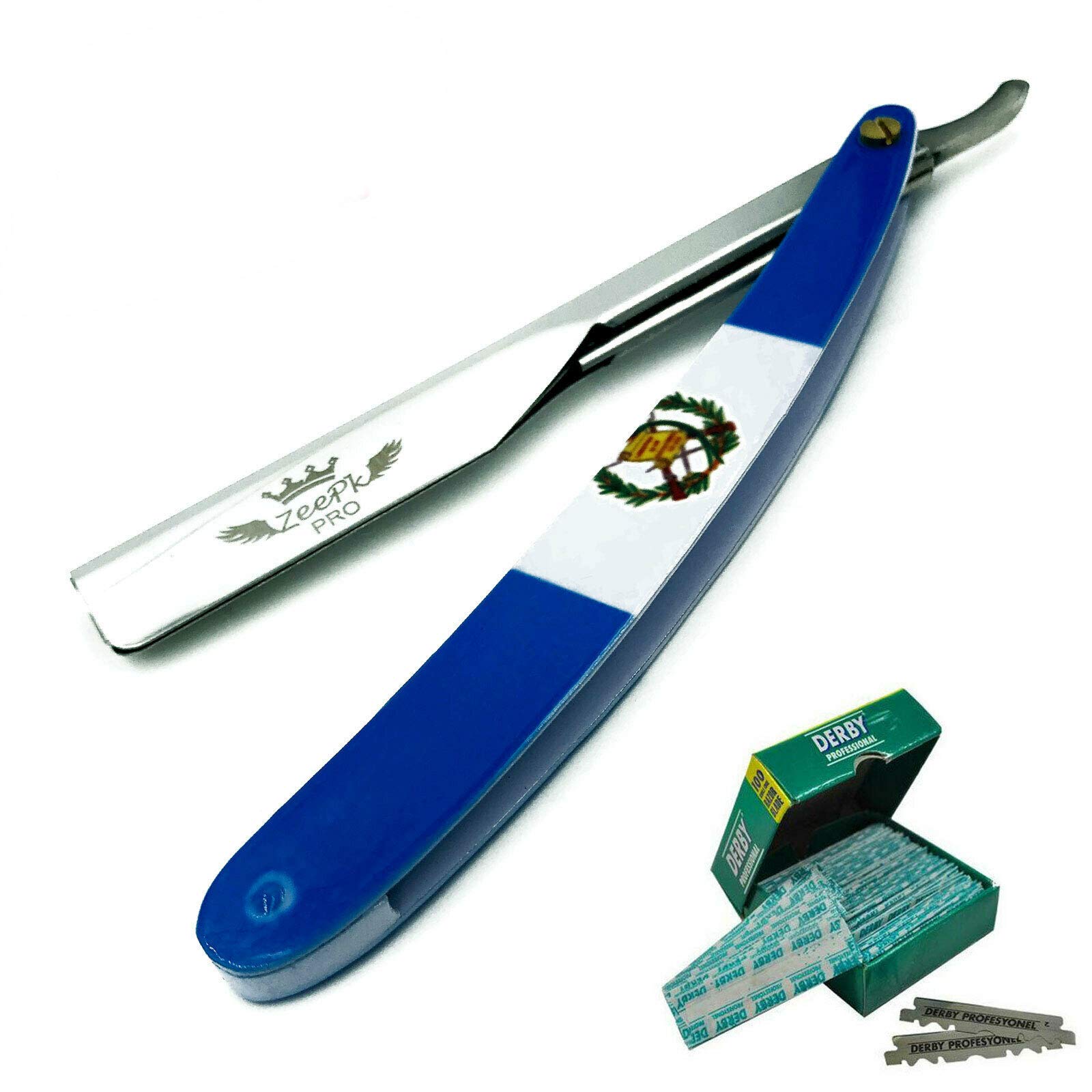 Razor Barber Straight Shaving Razor With 100 Shaving Blades New Cut Throat Straight Razor Rasoir Guatemala Flag