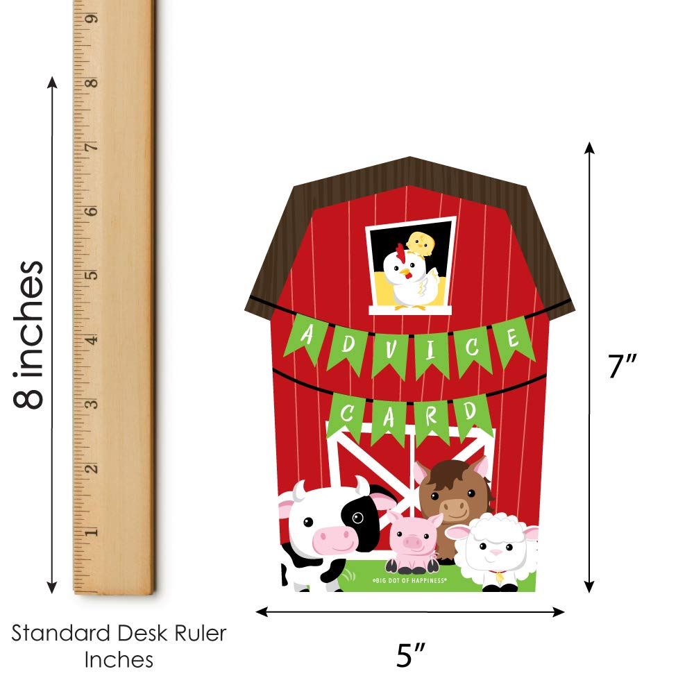 Big Dot of Happiness Farm Animals - Barn Wish Card Barnyard Baby Shower Activities - Shaped Advice Cards Game - Set of 20