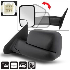 ACANII - Telescoping Towing Flip Up POWER Heat Mirror Driver Left Side For 2002-2008 Dodge Ram 1500 03-09 2500 3500