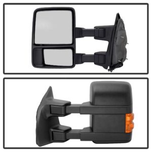 ACANII - Telescoping Manual Non Heat LED Signal Towing Mirror Driver Side For 2008-2016 Ford F250 / F350 Super Duty Left