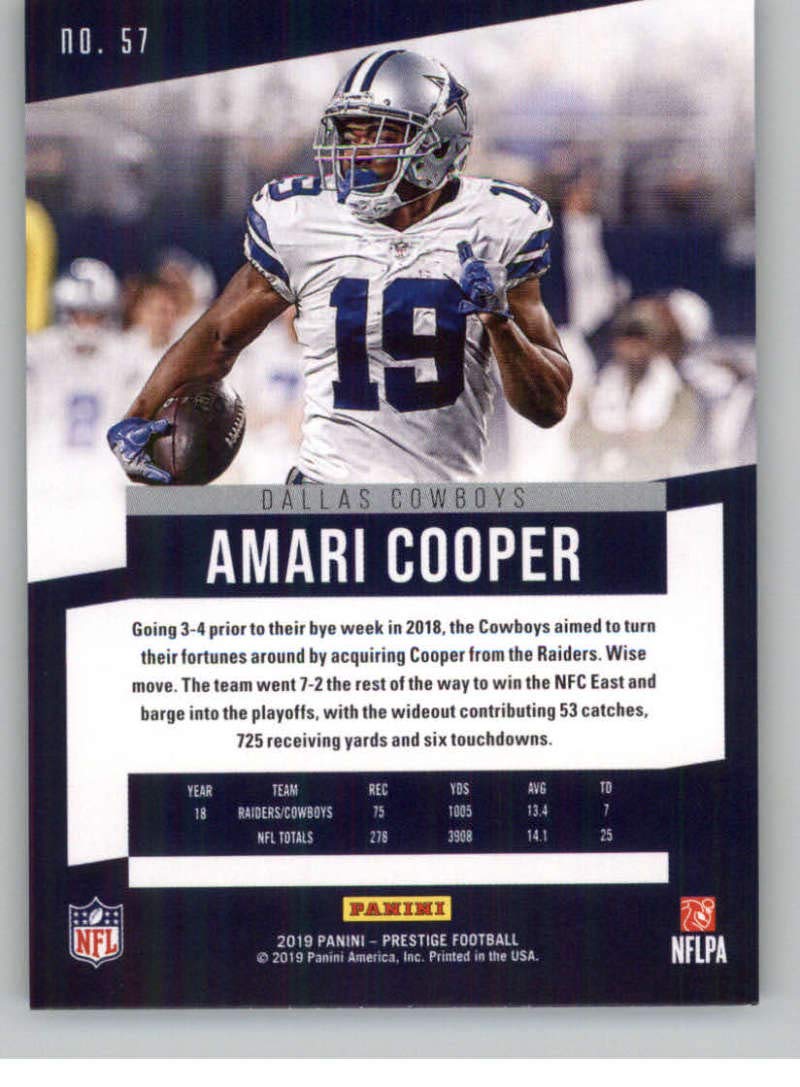 2019 Prestige NFL #57 Amari Cooper Dallas Cowboys Official Panini Football Trading Card