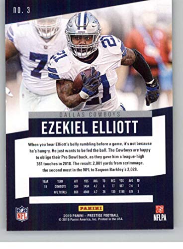 2019 Prestige NFL #3 Ezekiel Elliott Dallas Cowboys Official Panini Football Trading Card