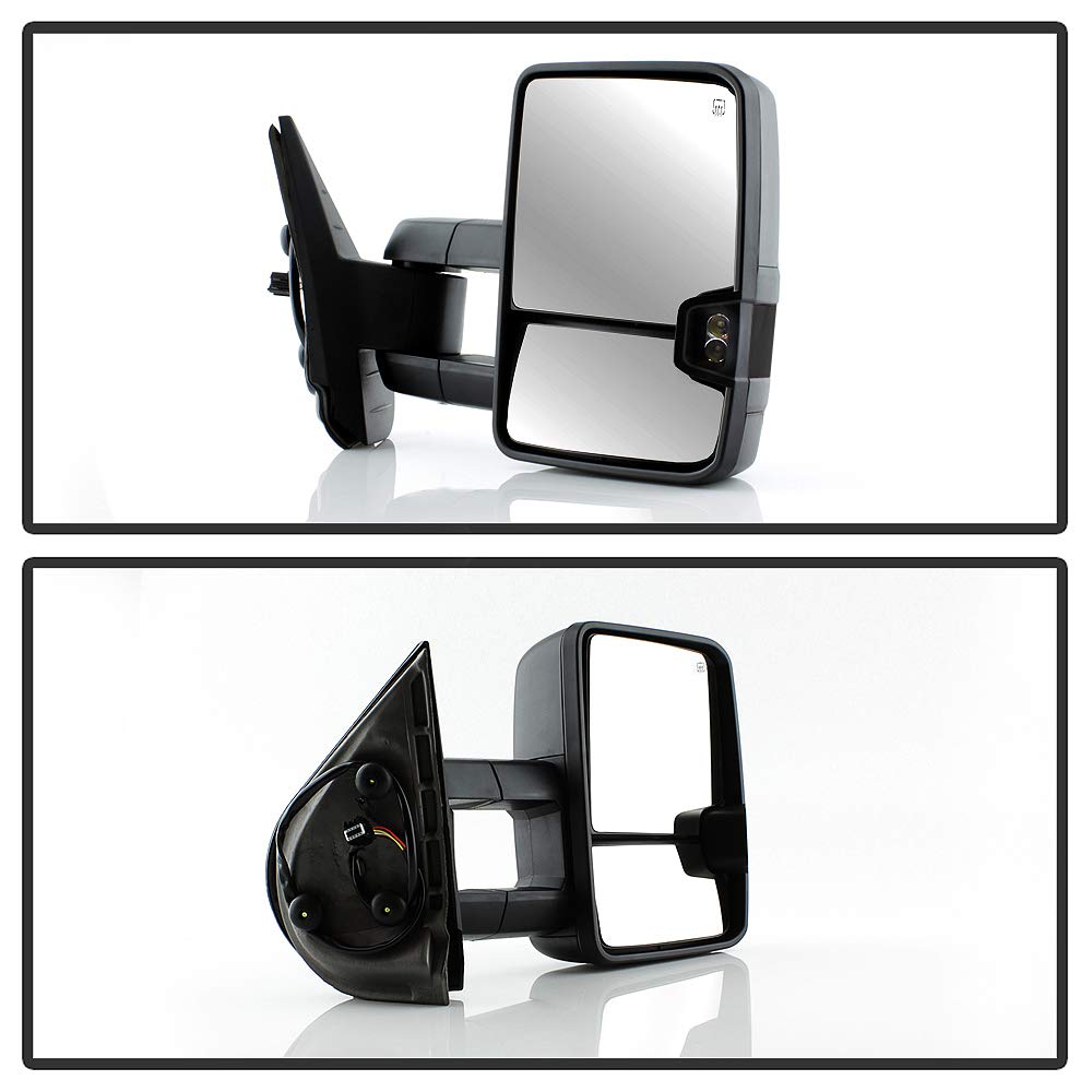 ACANII - [2015 Style] Telescoping Towing Power Heat Smoke LED Signal Side Mirrors Left+Right For 07-13 Silverado Sierra