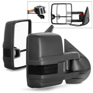 ACANII - [2015 Style] Telescoping Towing Power Heat Smoke LED Signal Side Mirrors Left+Right For 07-13 Silverado Sierra