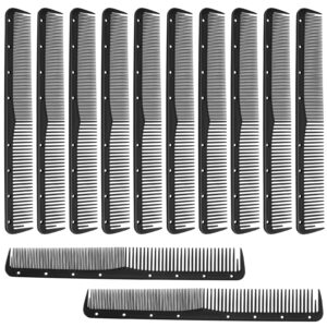 12 pieces carbon fine cutting comb for salon hairdressing, heat resistant barber comb (black)