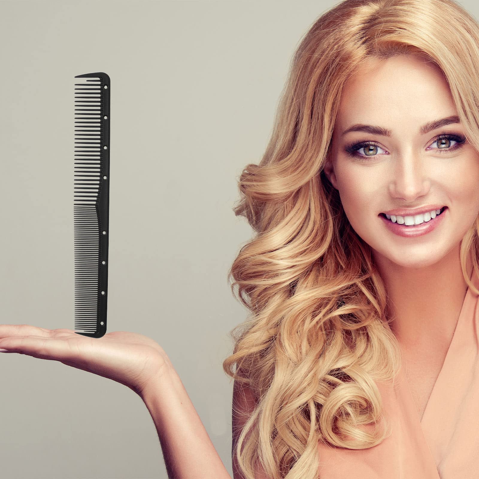 12 Pieces Carbon Fine Cutting Comb for Salon Hairdressing, Heat Resistant Barber Comb (Black)